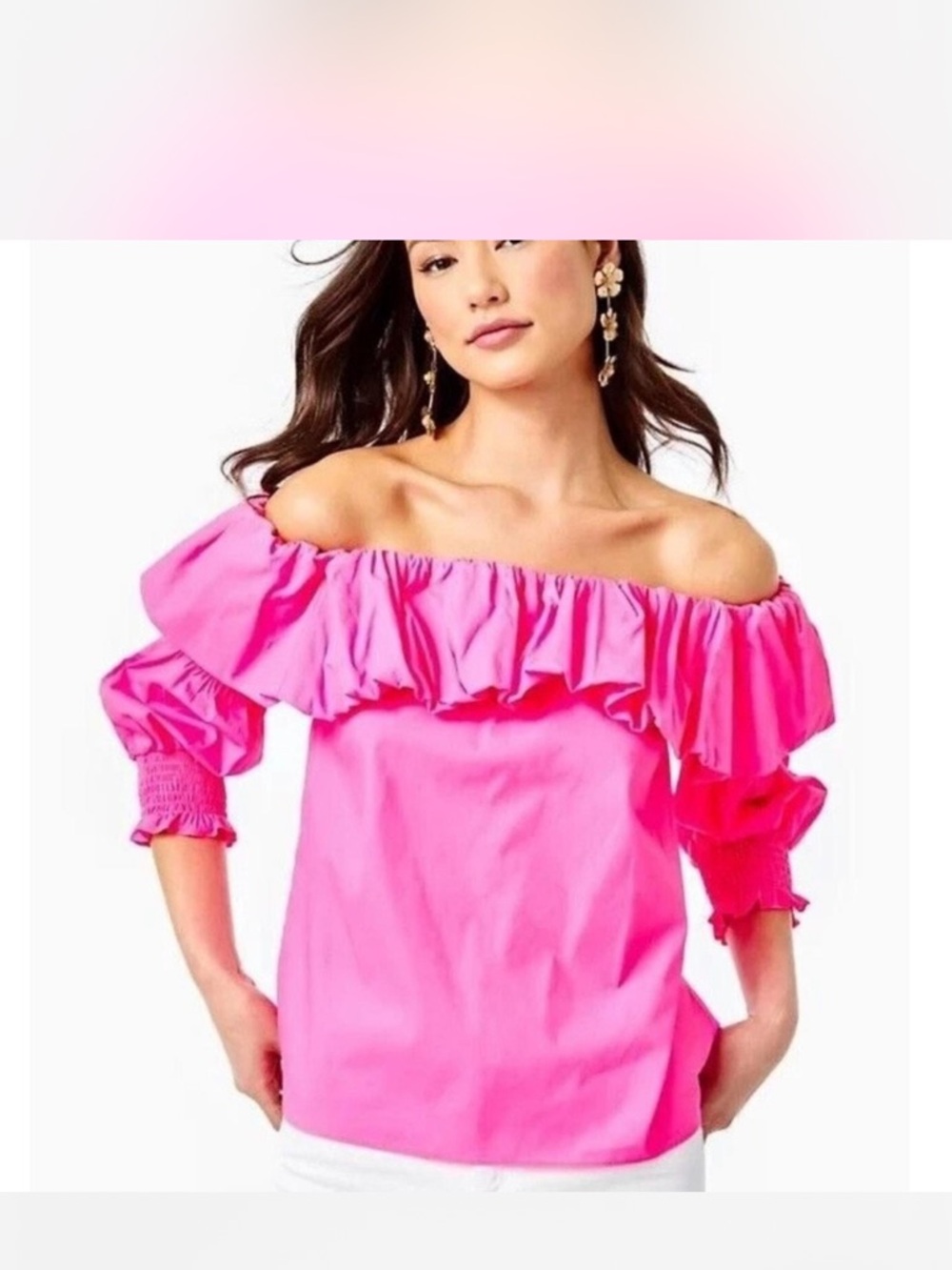 Bright Pink Off-Shoulder Ruffle Top
